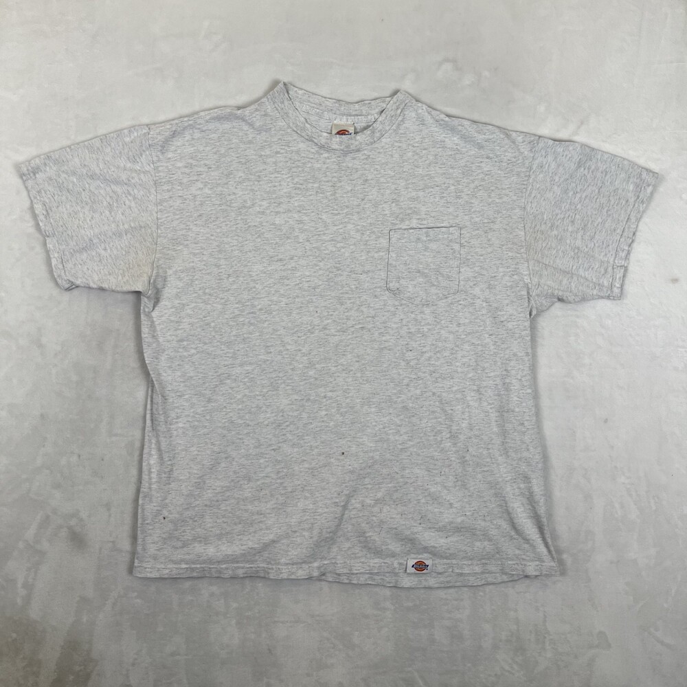 Vintage Dickies Heather Gray Pocket T-Shirt Size 2XL Blank Work Wear 90s Tag